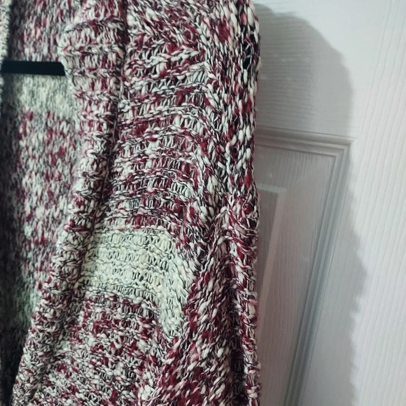 NWOT Lane Bryant Maroon Classic Long-Sleeve Button-Front Cardigan Marl Stripe 1X - Picture 9 of 12
